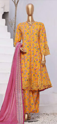 Bin Saeed Embroidered & Printed Lawn Frock Collection 2024 D-10