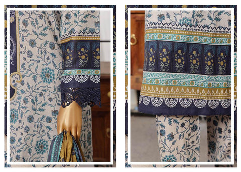 SADABAHAR Printed Lawn Coll"24 Vol 7-D 01- STITCHED 3 PIECE