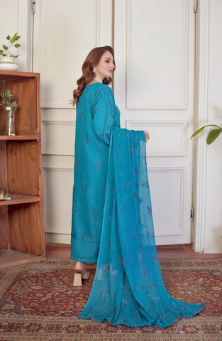 Marjjan Luxury Embroidered Viscose Unstitched 3 Piece Suit Winter Collection MV-277 SEA GREEN