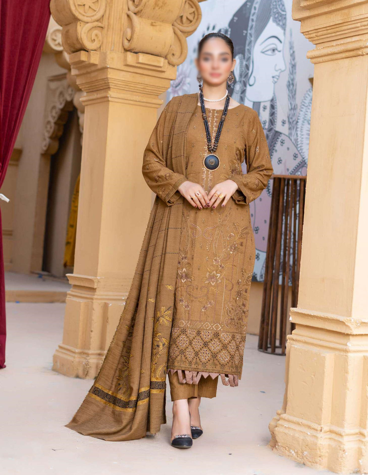 Haad E Nazar Fancy Winter Fabric With Shawl Coll:24 By Sobia Waseem D-01