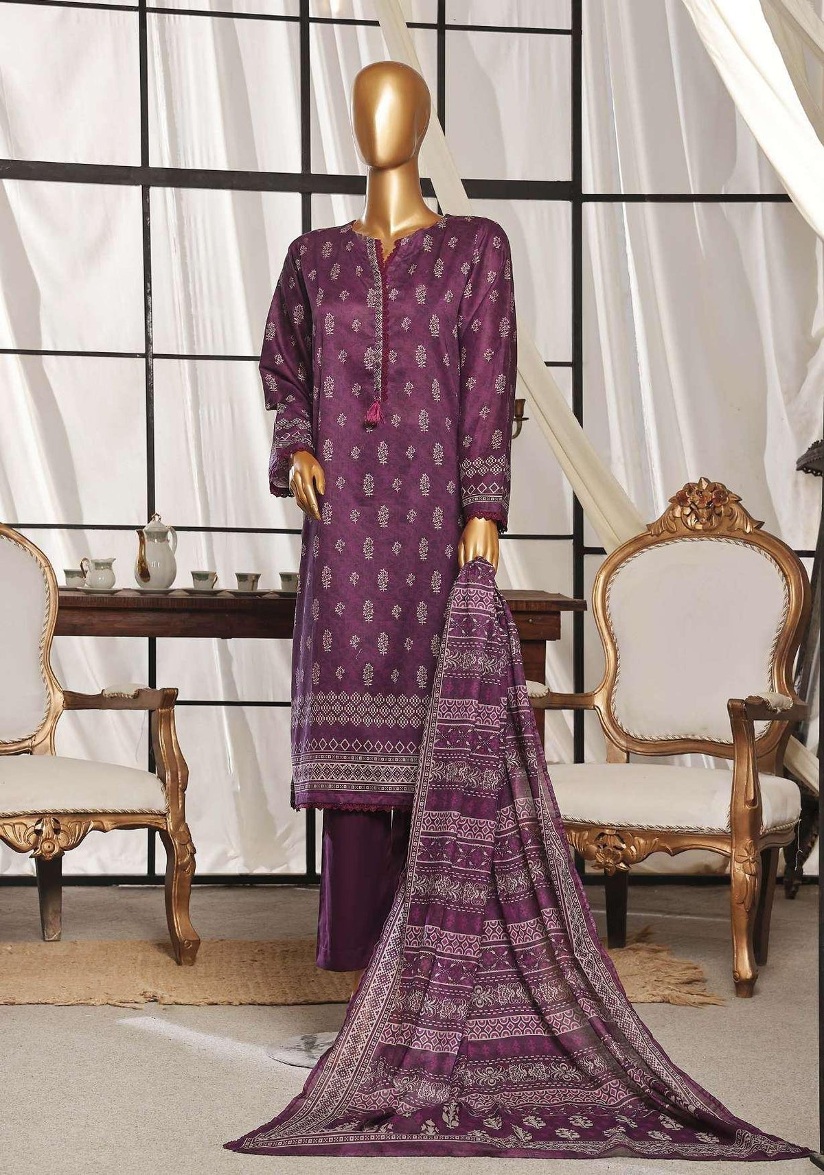 Sadabahar Stitched 3 Piece Printed Lawn Vol-04 Coll'24-D 01