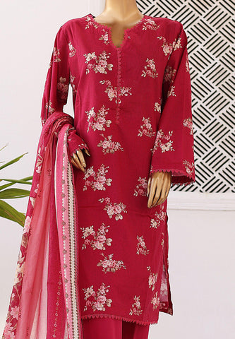 Bin Saeed Printed Lawn Coll"24-3Piece Stitched D-02