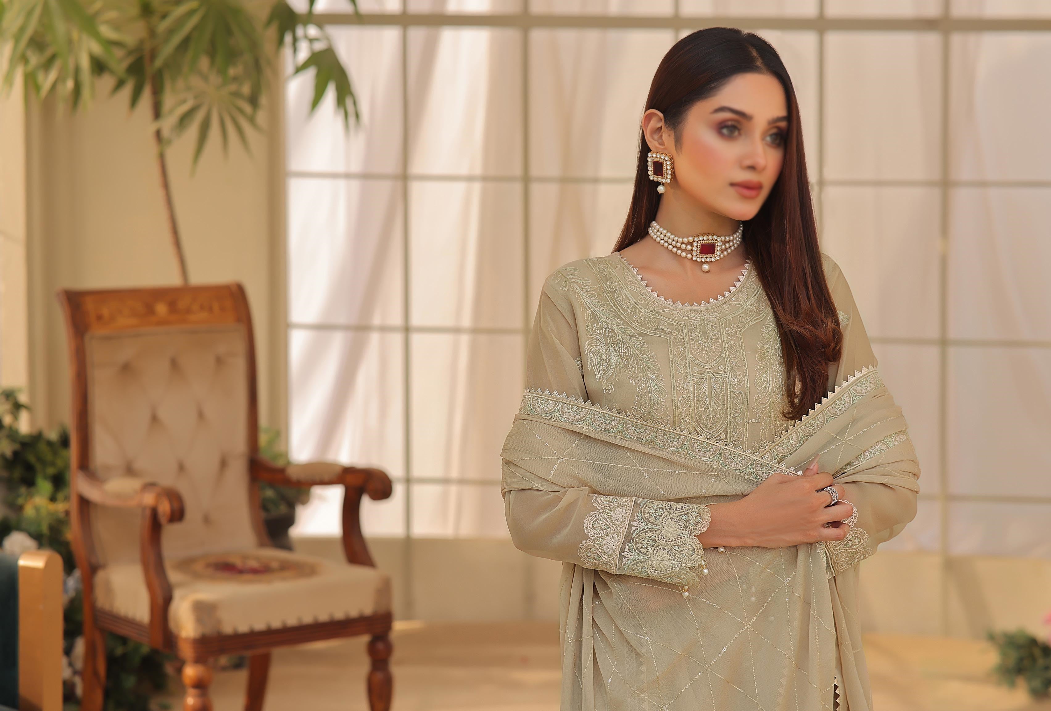 D-02 Izhar Luxury Embroidered Chiffon Collection'23 By Soghat Un-Stitched 3 Piece