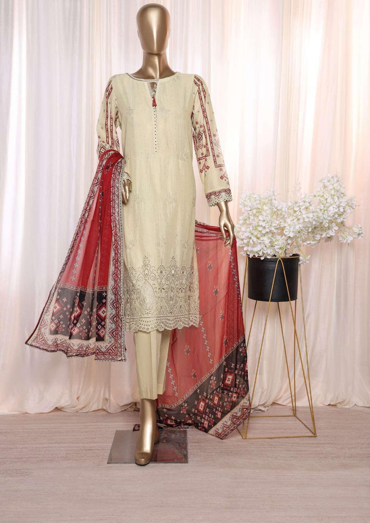 Anmol Print & Embroidered Chikankari Lawn Coll'24 D-02