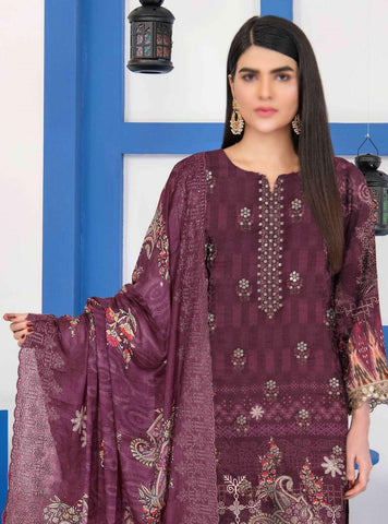 D-03 Zunaira Luxury Embroidered Lawn Coll"23 By )Sobia Waseem) Un-Stitched 3 Piece