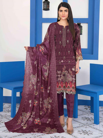 D-03 Zunaira Luxury Embroidered Lawn Coll"23 By )Sobia Waseem) Un-Stitched 3 Piece