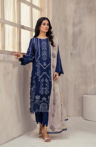 Marjjan Luxury Embroidered Viscose Unstitched 3 Piece Suit Winter Collection MV-291 BLUE