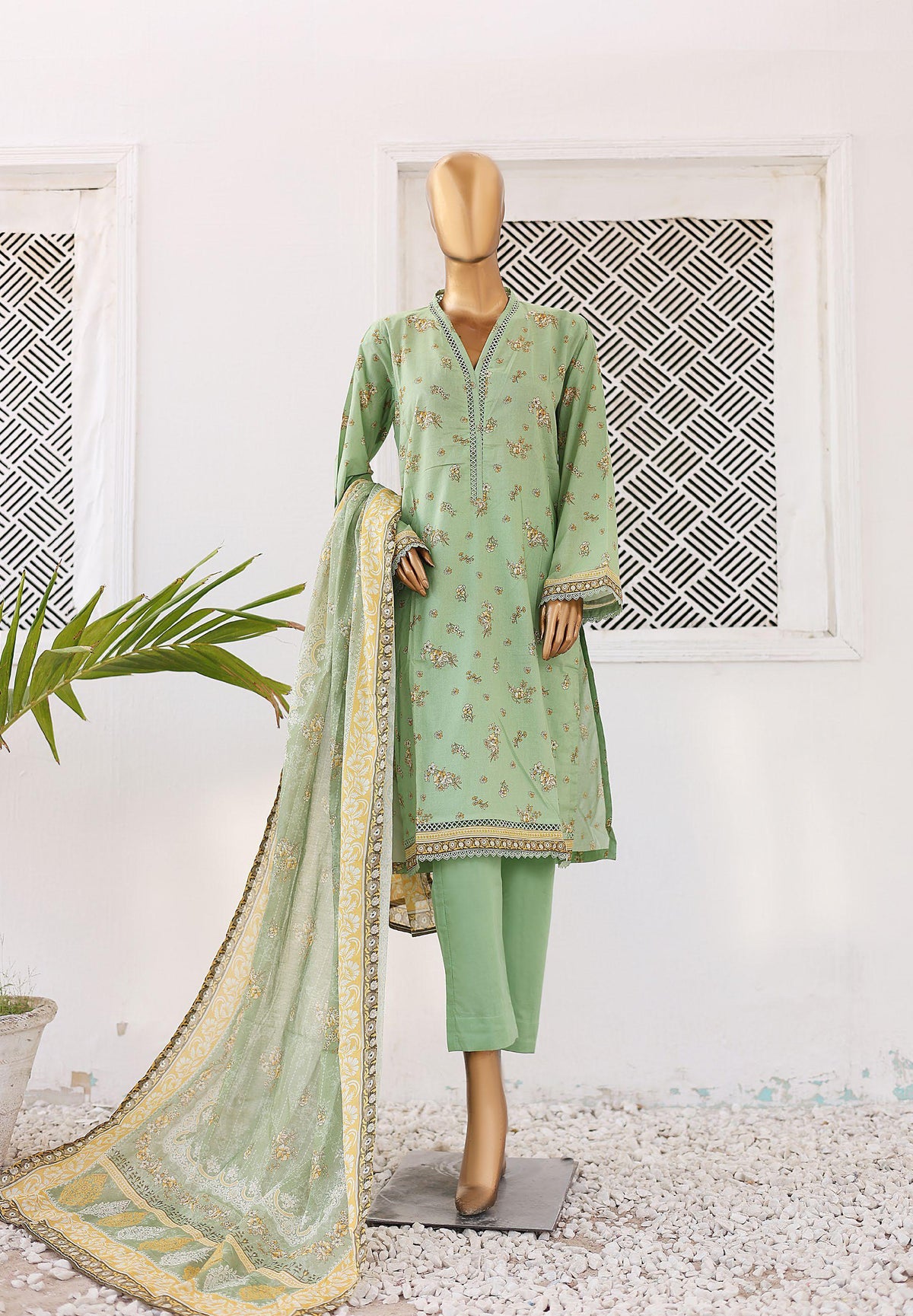 Bin Saeed Printed Lawn Coll"24-3Piece Stitched D-03