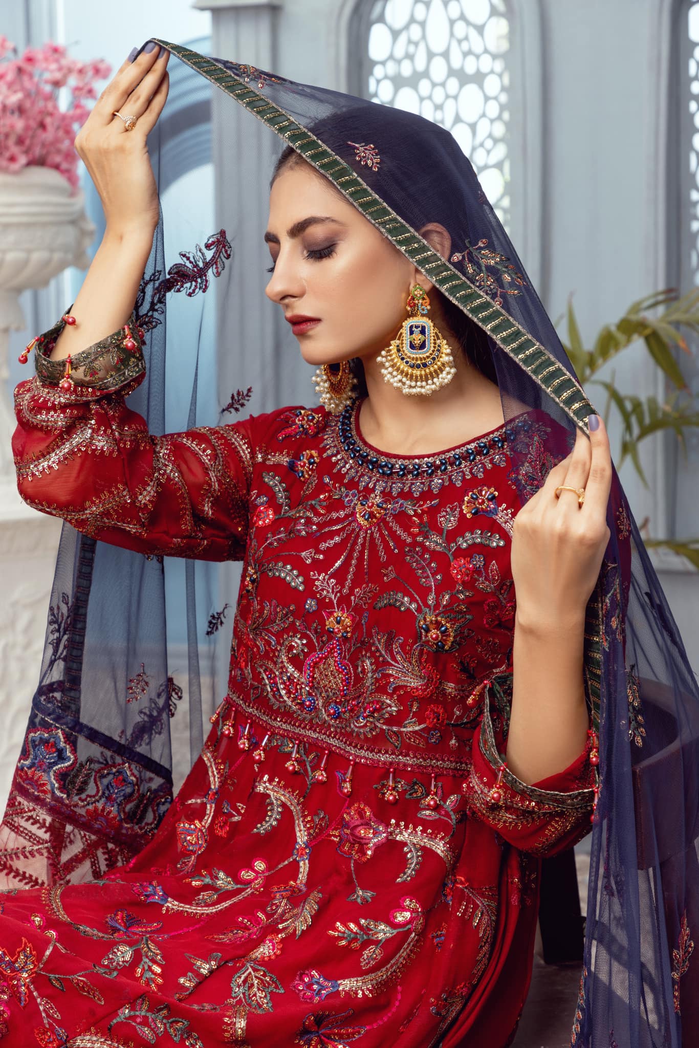 D-03 Afshan Arts Jashn -e-Bahara  festive collection of wedding wear maxi frocks Semi Stitched
