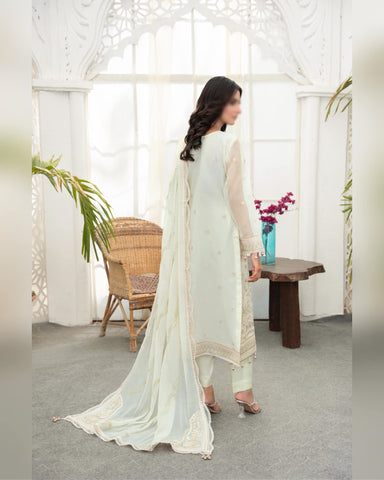 Zarlish Organza Semi Stitched Chiffon Dupatta Coll D-03  Soft Pastel