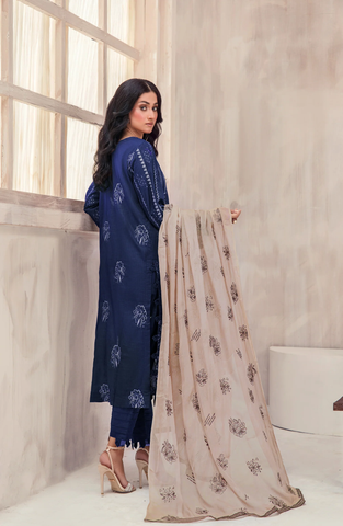 Marjjan Luxury Embroidered Viscose Unstitched 3 Piece Suit Winter Collection MV-291 BLUE