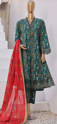 Bin Saeed Embroidered & Printed Lawn Frock Collection 2024 D-03
