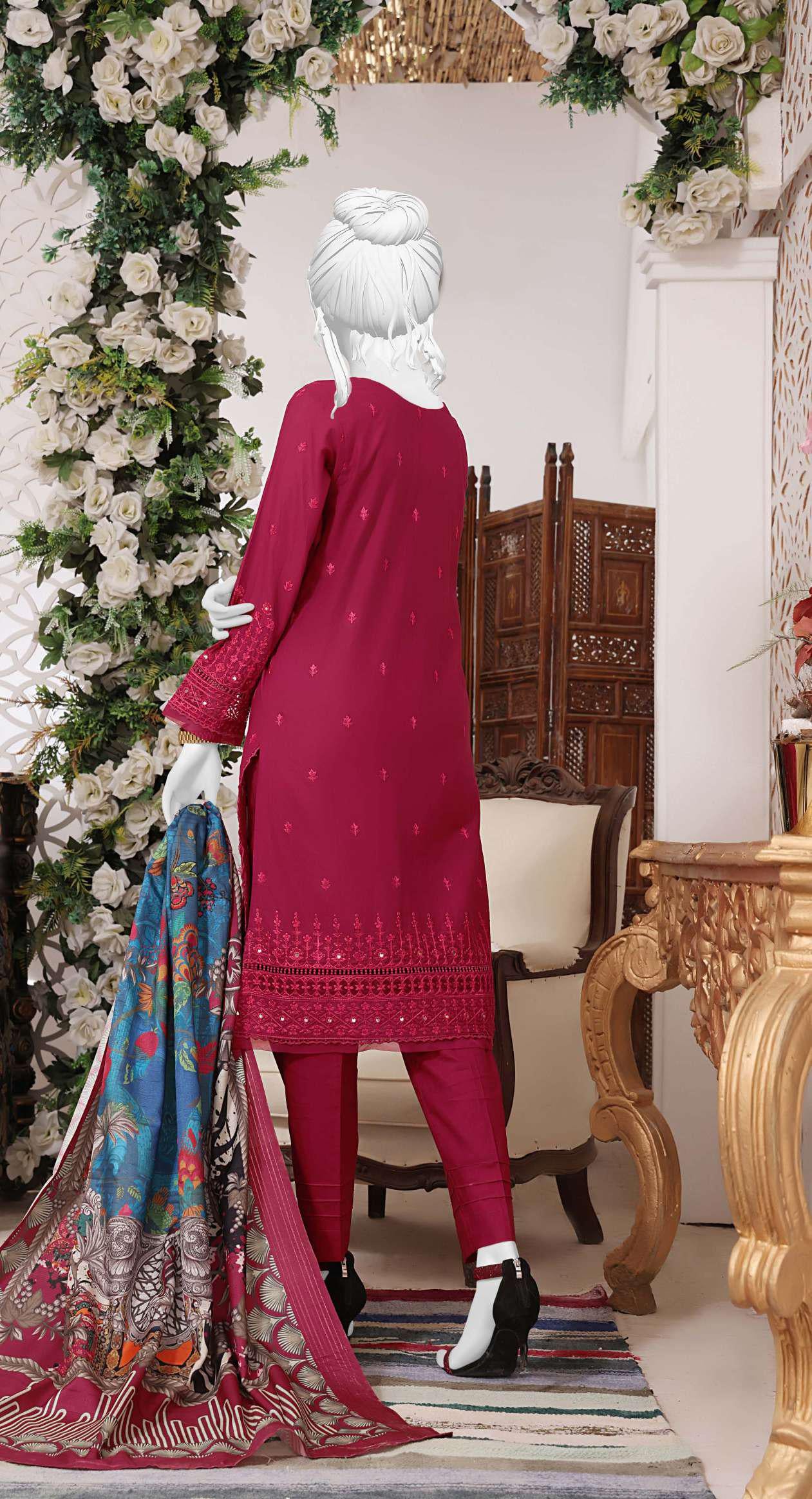 D-04 A  HZ EXCLUSIVE PRET EMBROIDERED COTTON COLLECTION STITCHED 3 PIECE