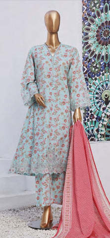 Bin Saeed Embroidered & Printed Lawn Frock Collection 2024 D-04