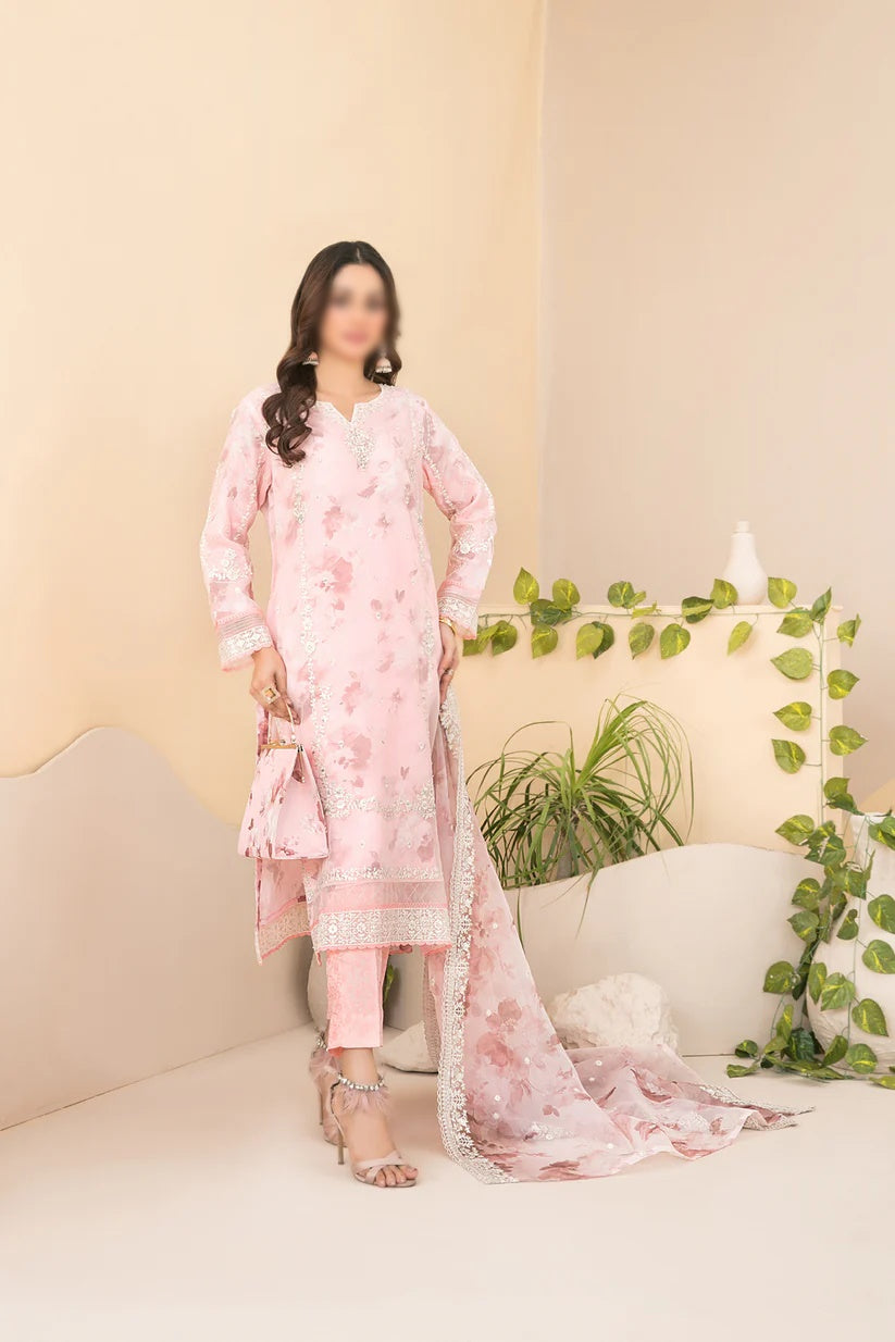 Nurcan Semi-Stitched Fancy Heavy Emb Organza D-3921