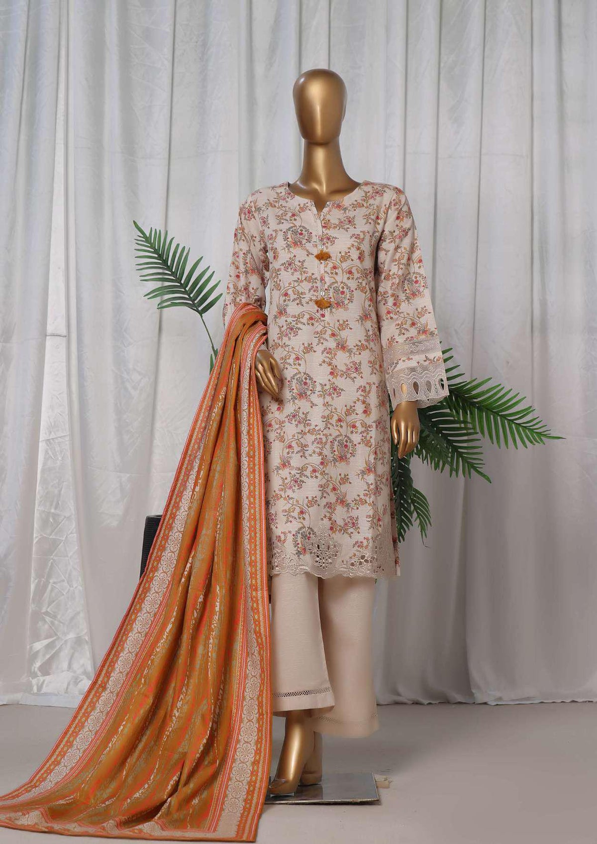 Sadabahar Emb Print Khaddar Coll: Reay To Wear D-05