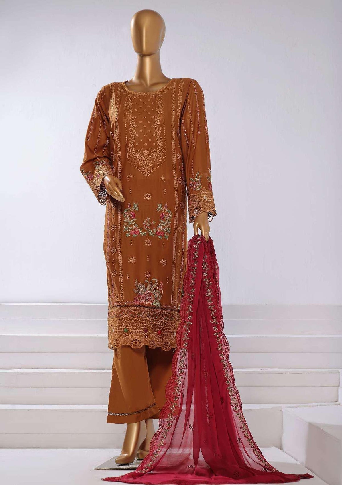 FESTIVE VOL-5  LUXURY EMB COLL WITH CHFFON DUPATTA SADABAHAR D-05