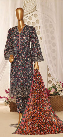 Bin Saeed Embroidered & Printed Lawn Frock Collection 2024 D-05
