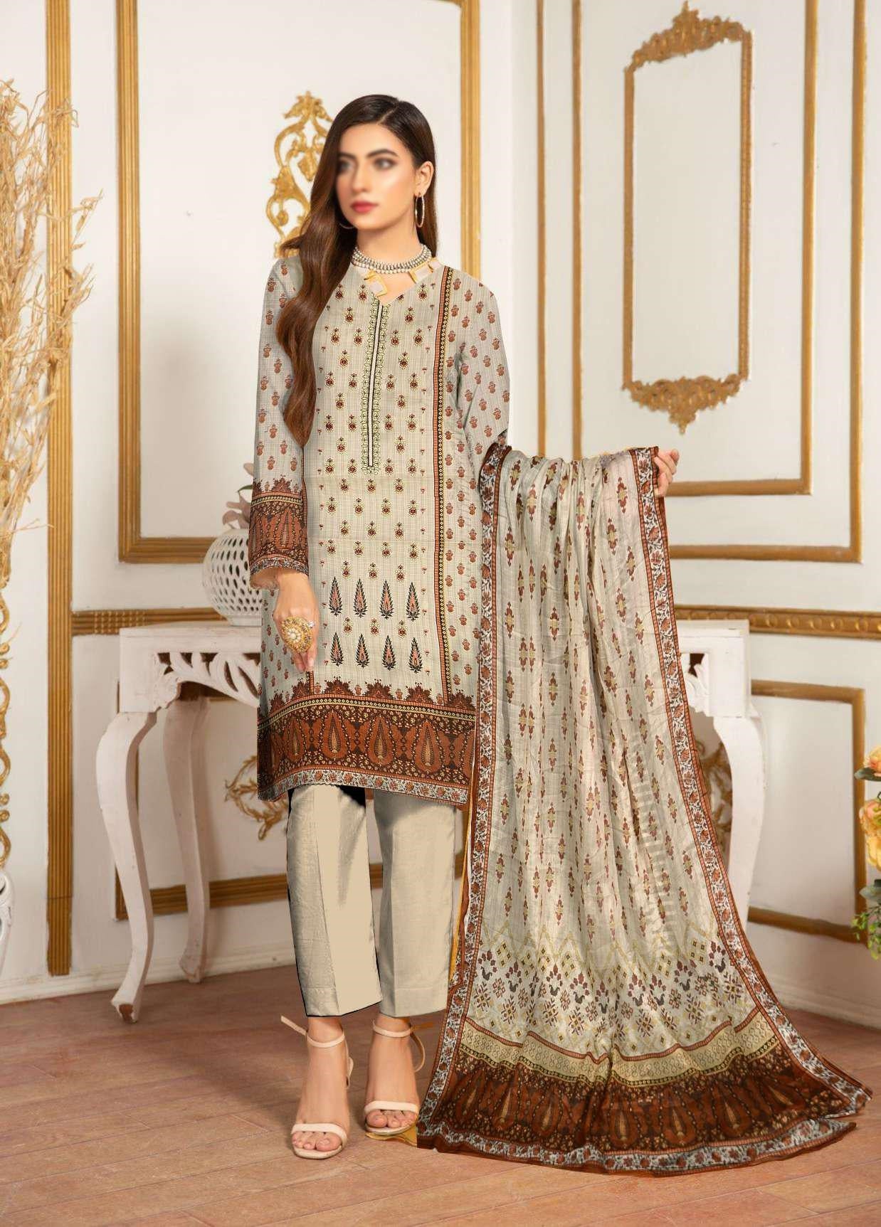 D-06 Libas Digital Embroidered Lawn Un-Stitched 3 Piece