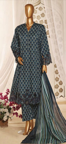 Bin Saeed Embroidered & Printed Lawn Frock Collection 2024 D-06