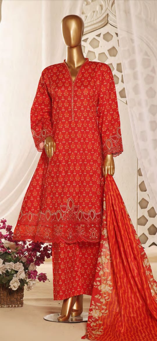 Bin Saeed Embroidered & Printed Lawn Frock Collection 2024 D-07