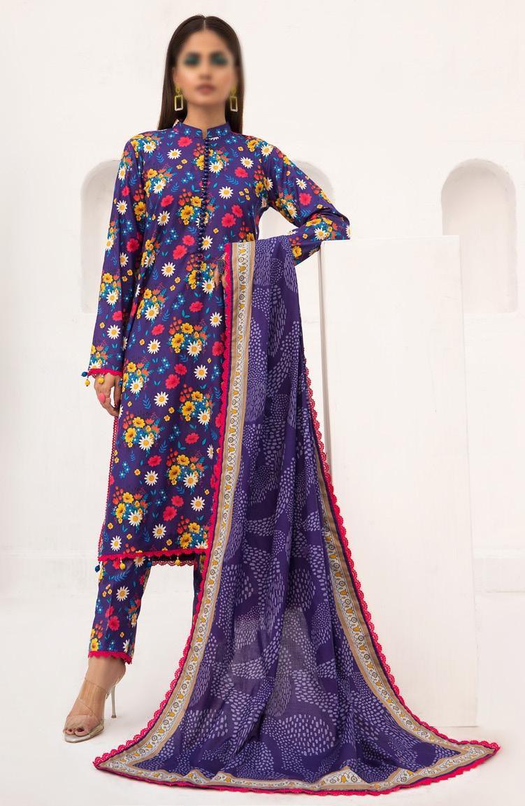Coco Popup Digital Printed Cambric 3 Piece Unstitched-D 07