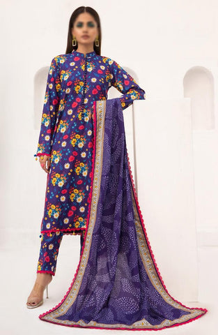 Coco Popup Digital Printed Cambric 3 Piece Unstitched-D 07