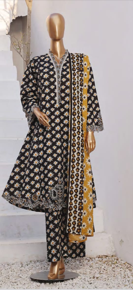 Bin Saeed Embroidered & Printed Lawn Frock Collection 2024 D-08