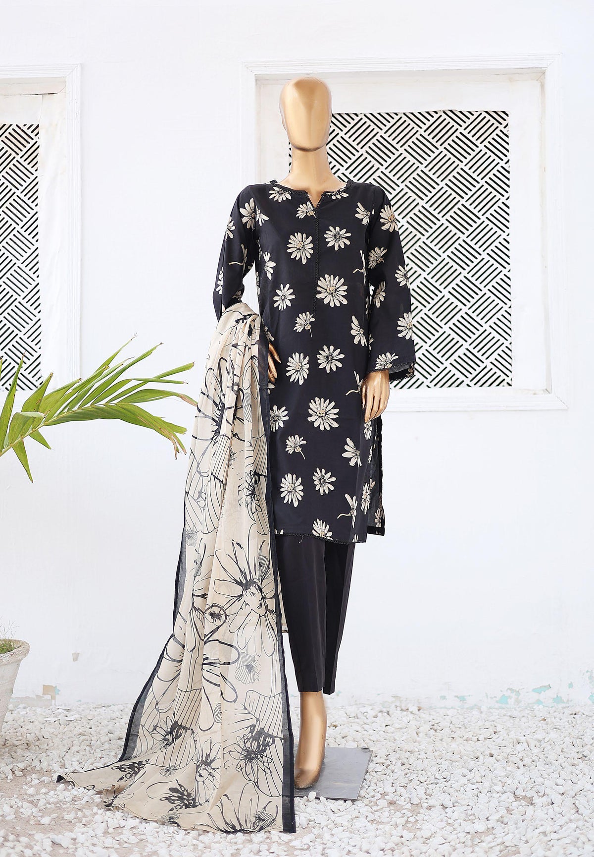 Bin Saeed Printed Lawn Coll"24-3Piece Stitched D-10