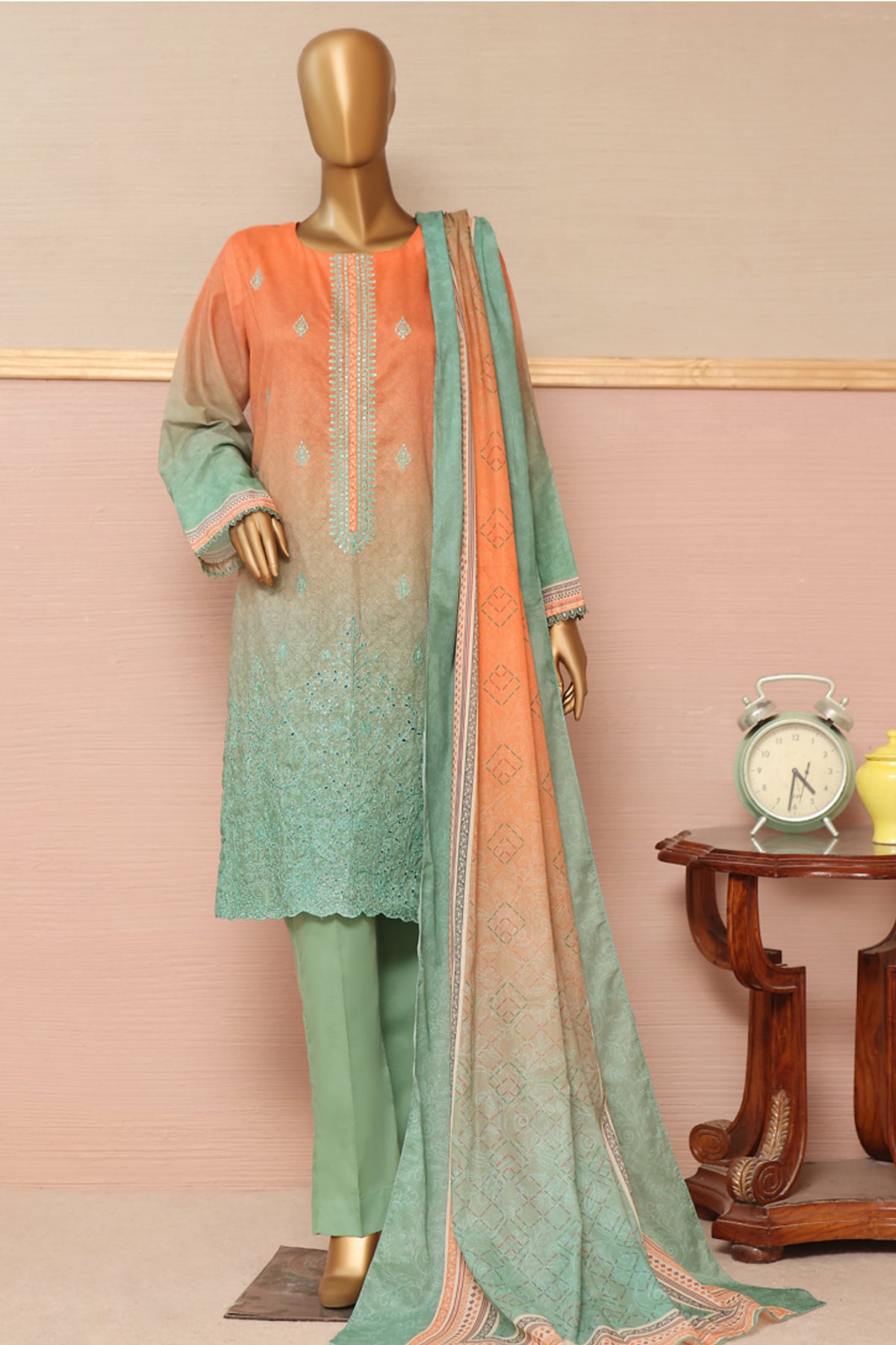 D-08 Bin Saeed Emb Lawn Summer Coll'23 -3 PIECE STITCHED