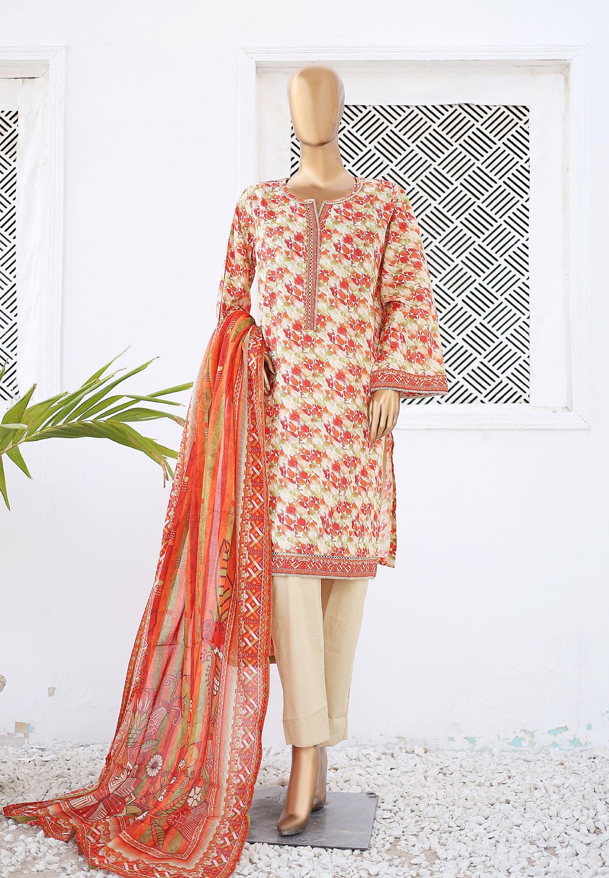 Bin Saeed Printed Lawn Coll"24-3Piece Stitched D-11