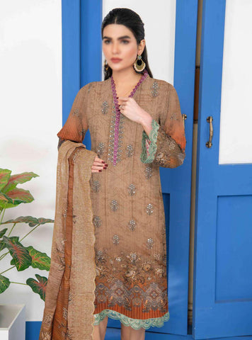 D-10 Zunaira Luxury Embroidered Lawn Coll"23 By )Sobia Waseem) Un-Stitched 3 Piece