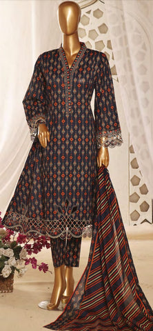Bin Saeed Embroidered & Printed Lawn Frock Collection 2024 D-09