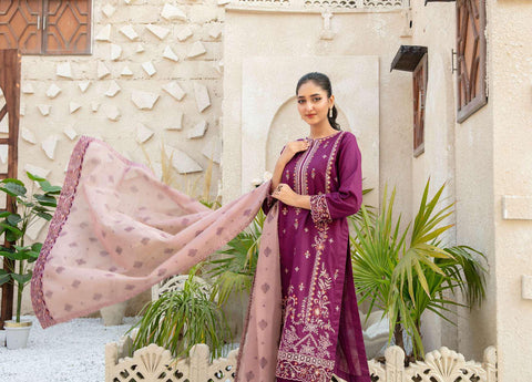 MALA by Shahid Tawakkal | Fancy Embroidered Lawn 3 Piece Unstitched Suit D-1