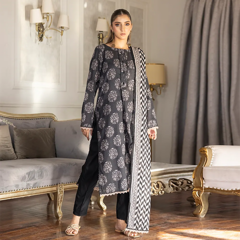 Black & White Vol3 Salina Digital Print Un Stitched 3 Pcs By Regalia Textile D-10