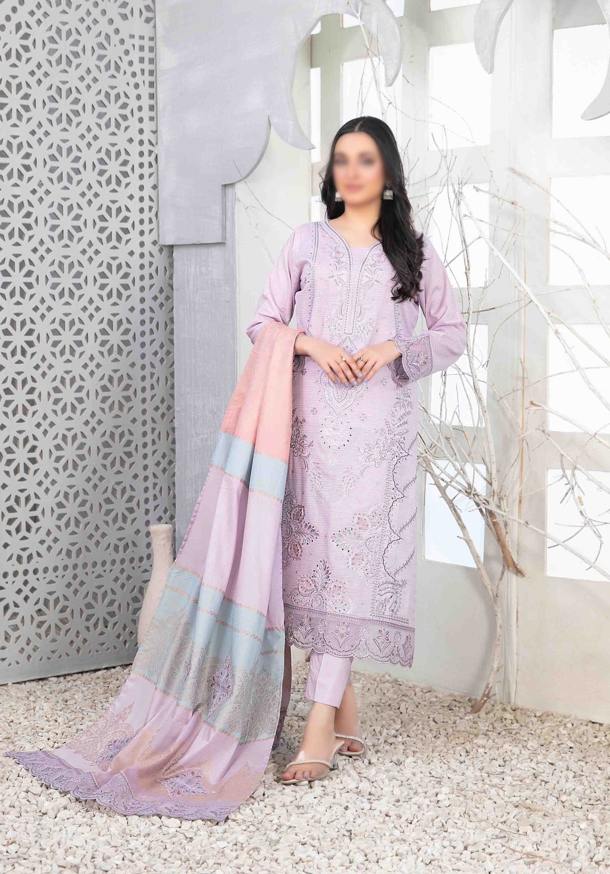 Mable Vol2 Emb Fancy Lawn Emb Banarsi Dupatta Un Stitched 3 Pcs Tawakkal D-1031