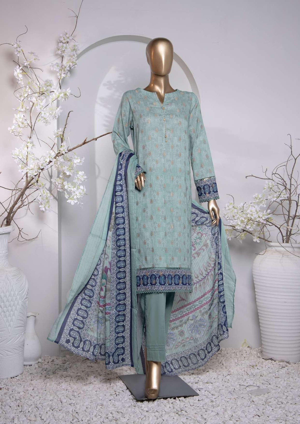 HZ Turkish Jacquard Printed Coll Un-Stitched D-1031