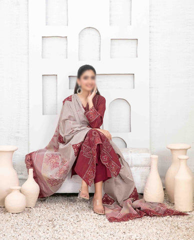 Mable Vol2 Emb Fancy Lawn Emb Banarsi Dupatta Un Stitched 3 Pcs Tawakkal D-1033