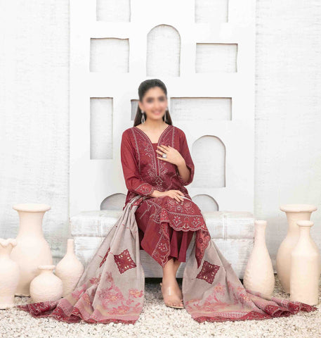 Mable Vol2 Emb Fancy Lawn Emb Banarsi Dupatta Un Stitched 3 Pcs Tawakkal D-1033