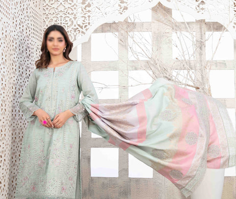 Mable Vol2 Emb Fancy Lawn Emb Banarsi Dupatta Un Stitched 3 Pcs Tawakkal D-1035