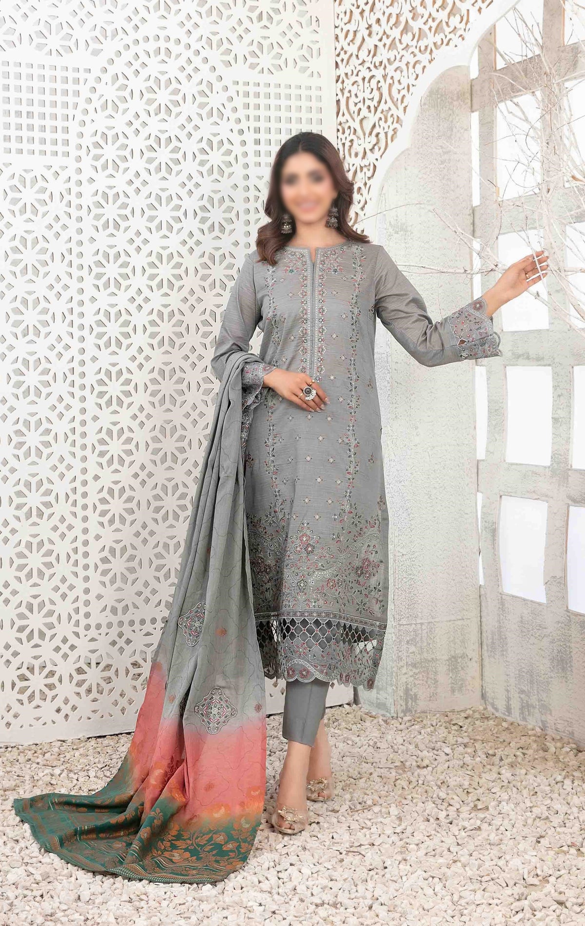 Mable Vol2 Emb Fancy Lawn Emb Banarsi Dupatta Un Stitched 3 Pcs Tawakkal D-1036