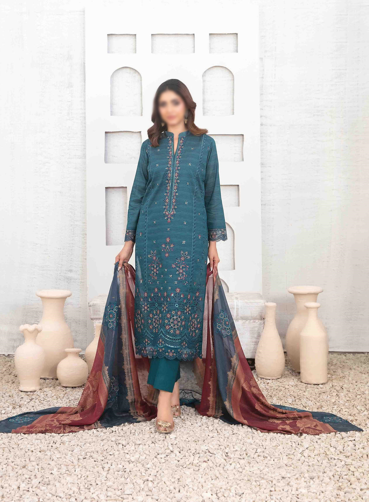 Mable Vol2 Emb Fancy Lawn Emb Banarsi Dupatta Un Stitched 3 Pcs Tawakkal D-1037