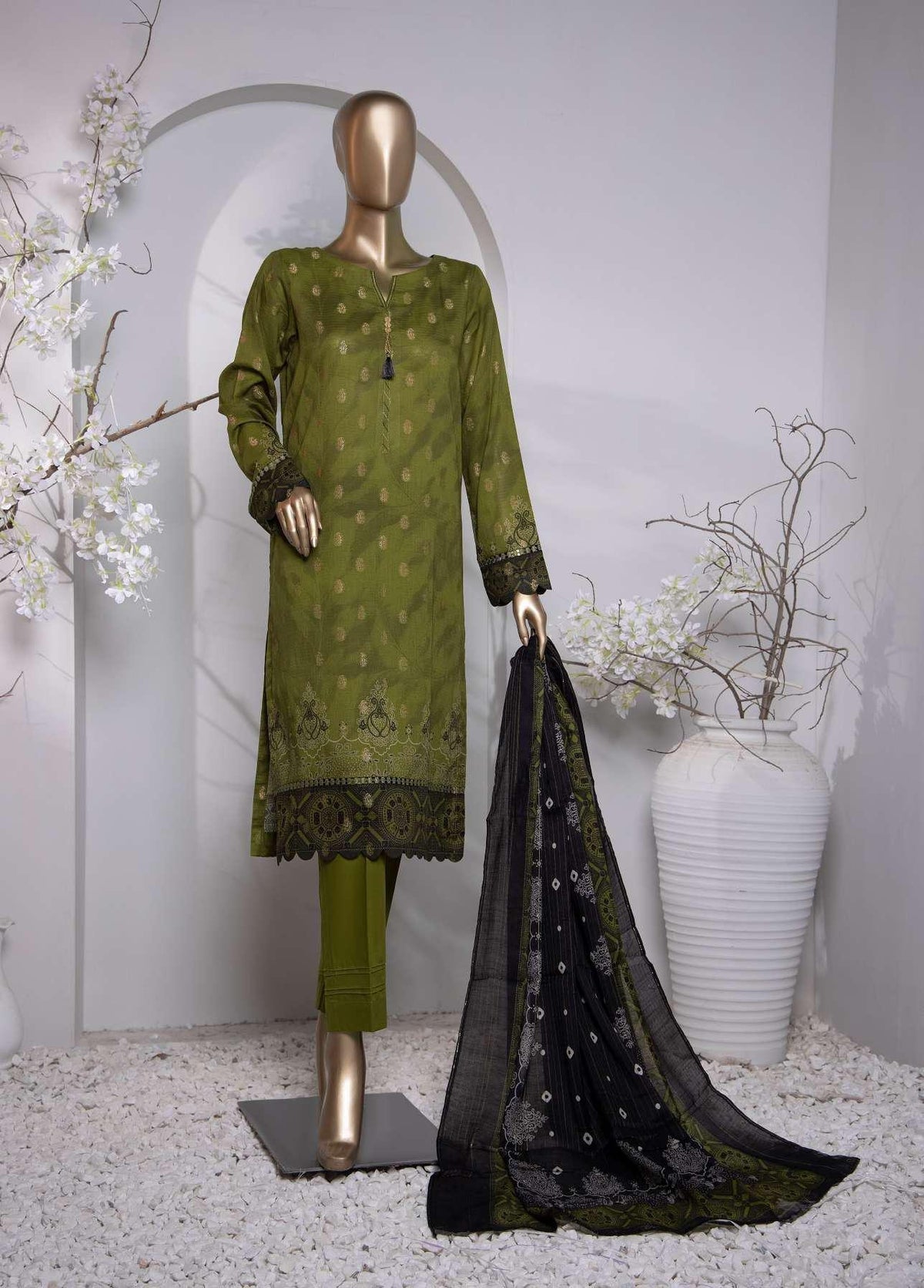 HZ Turkish Jacquard Printed Coll Un-Stitched D-1038