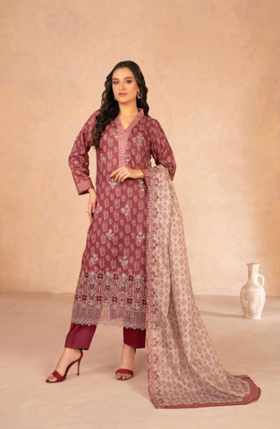 DAALIYA by Shahid Tawakkal | Embroidered Digital Printed Chamki Lawn 3 Piece Unstitched Suit D-5