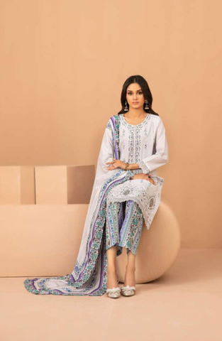 Lillia by Shahid Tawakkal | Fancy Embroidered Lawn 3 Piece Unstitched Suit D-4