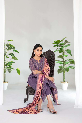 Teyana by Tawakkal Fabrics | Embroidered Digital Printed Lawn 3 Piece Unstitched Suit D-8