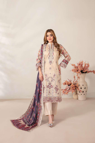 Mamora by Tawakkal Fabrics | Embroidered Digital Printed Lawn 3 Piece Unstitched Suit D-5