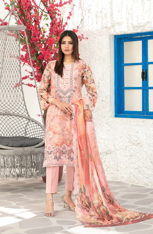 Parizah by Tawakkal | Embroidered Lawn 3 Piece Unstitched Suit D-4