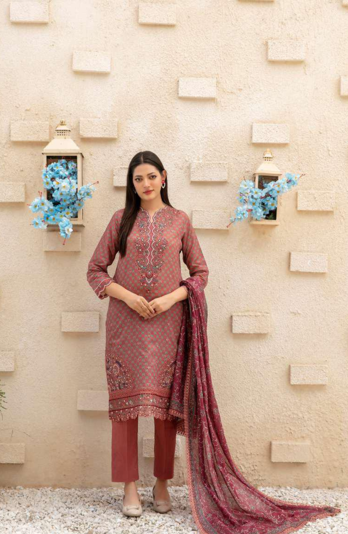 Laveen by Tawakkal Fabrics | Embroidered Digital Printed Lawn 3 Piece Unstitched Suit D-5
