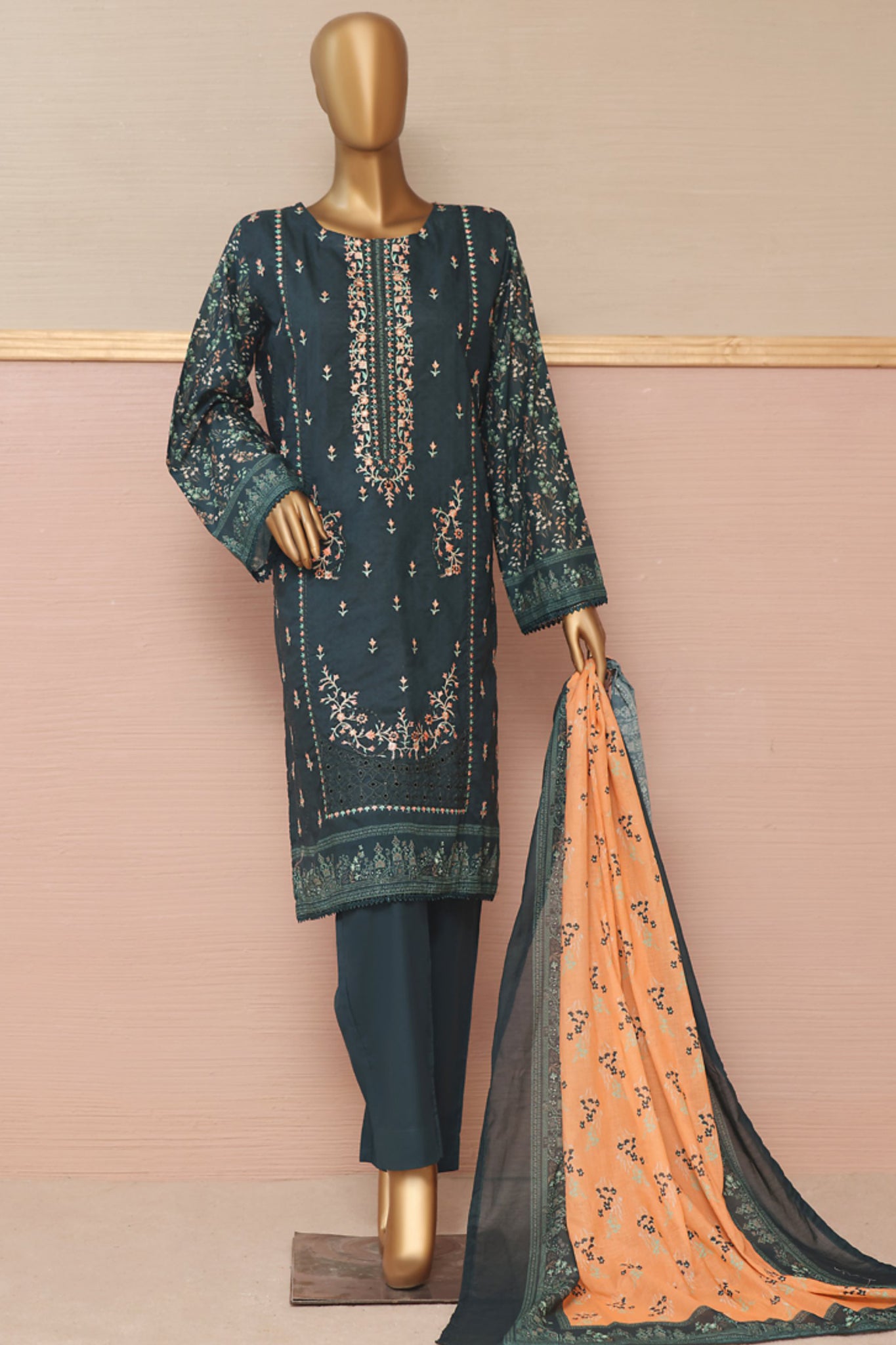 D-10 Bin Saeed Emb Lawn Summer Coll'23 -3 PIECE STITCHED